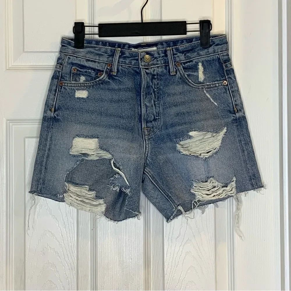 Grlfrnd Jourdan Tattered Denim Shorts Size 24